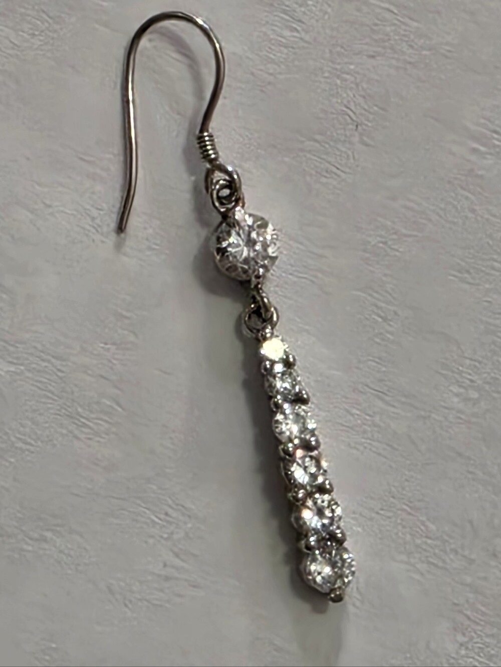 Single Sterling Silver Cubic Zirconia Drop Earring